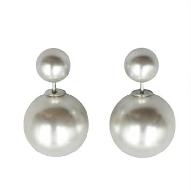 Двосторонні сережки з штучними перлами (7061)