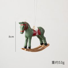 Новорічна іграшка лошадка зелена1шт (10025)