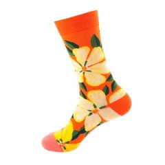 Шкарпетки MavkaSocks яскраві та стильні Квіти помаранчеві 1 пара (5015)