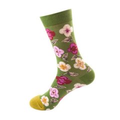 Шкарпетки MavkaSocks яскраві та стильні Квіти зелені 1 пара (5014)