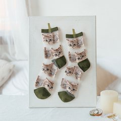 Шкарпетки MavkaSocks прозорі с котиками зелені 1 пара (5193-5)
