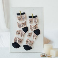 Шкарпетки MavkaSocks прозорі с котиками чорні 1 пара (5193-4)