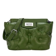 Крупна мяка сумка шоппер з екошкіри зелена (4448-1)